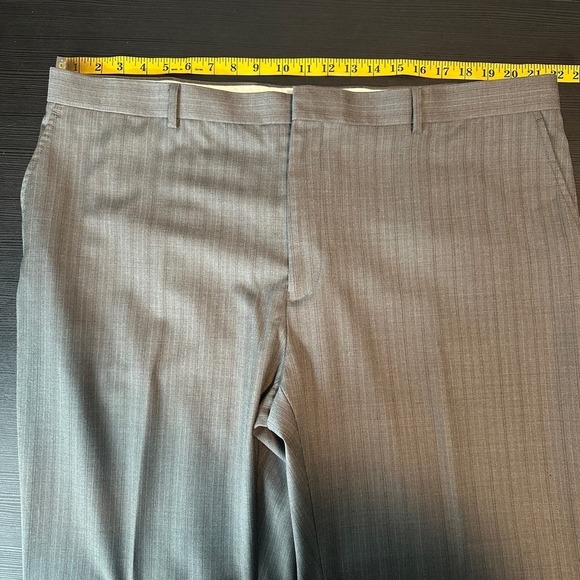 Perry Ellis Gray Striped Wool Blend Flat Front Suit Pants Men's Size 42/32 FLAW - Picture 13 of 16